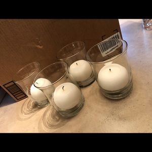 Glass clear votives (set of 4!) with white candles included